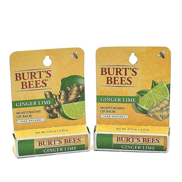 Burt's Bees Ginger Lime Moisturizing Lip Balm 100% Natural Beeswax Lot o… - Picture 1 of 6